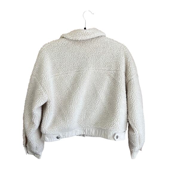 ZARA Faux Shearling Bomber Jacket Cream - Picture 2 of 7